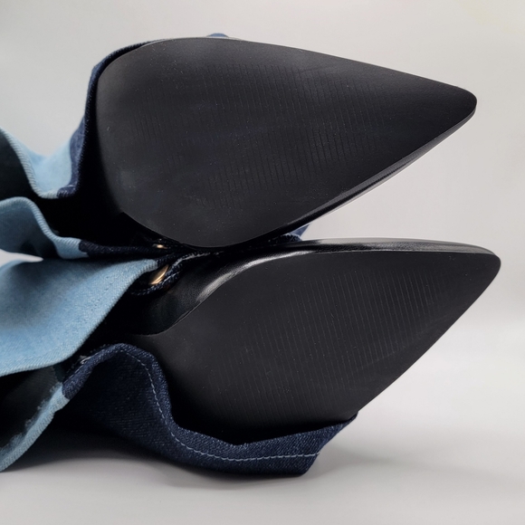 NWT Keep It Smooth Colorblock Denim Heeled Fashion Nova Black Booties in Size 8 - Picture 7 of 7